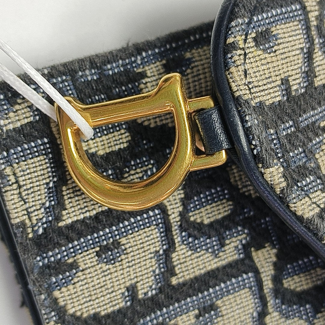 Saddle Mini Oblique Canvas Blue Card Holder