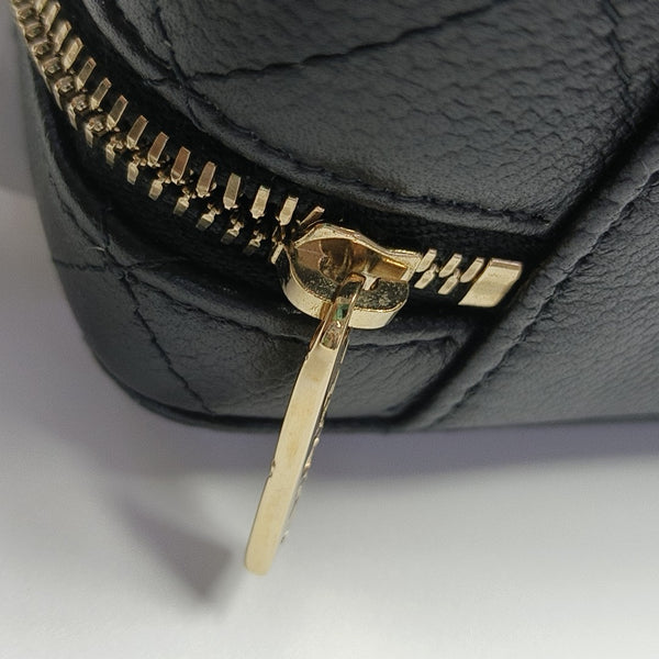 Quilted Grained Calfskin Shoulder Bag Black