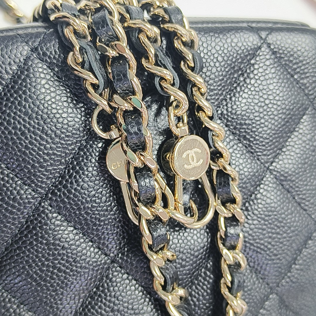 Quilted Grained Calfskin Backpack Mini Black
