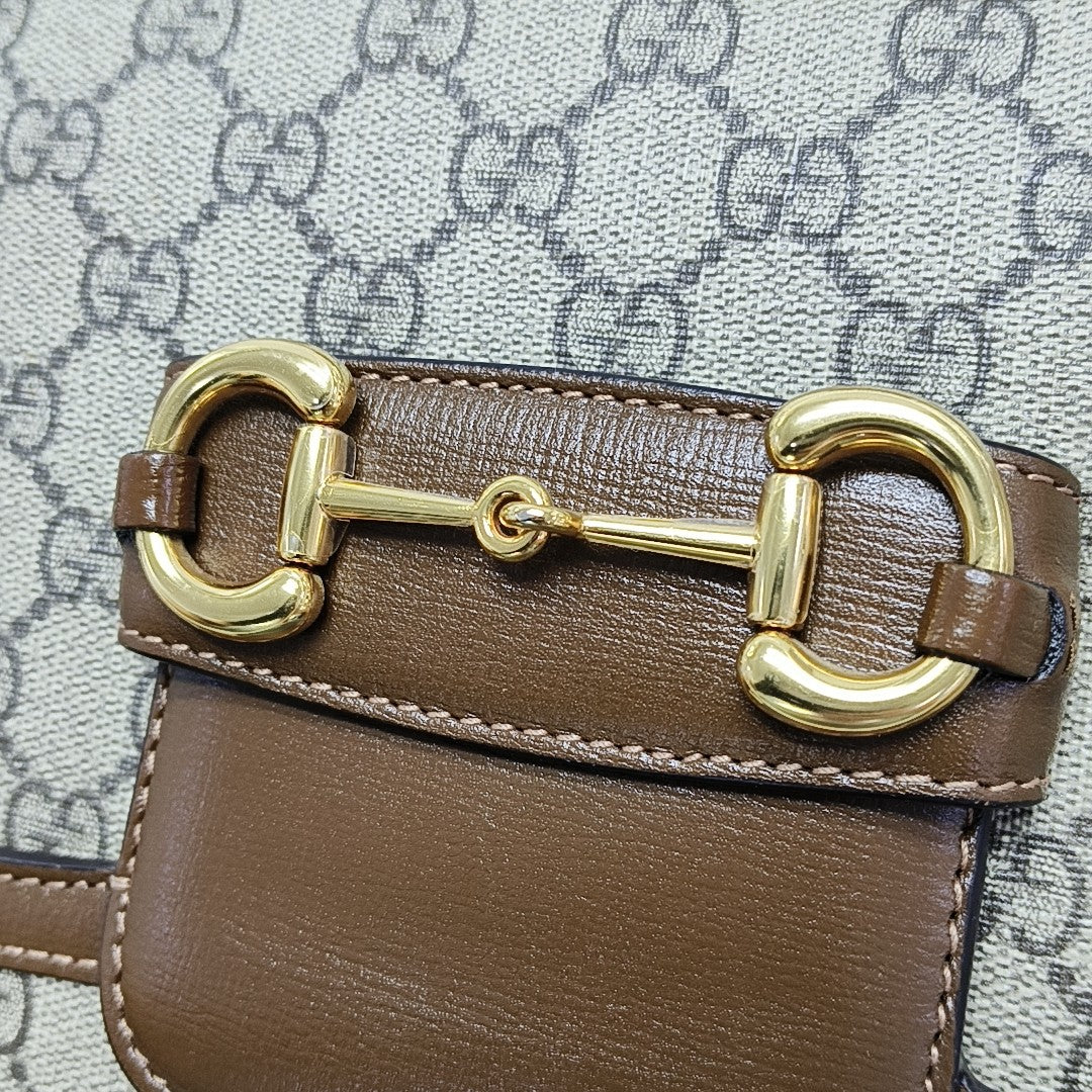 Horsebit 1955 Medium Monogram Coated Canvas Beige
