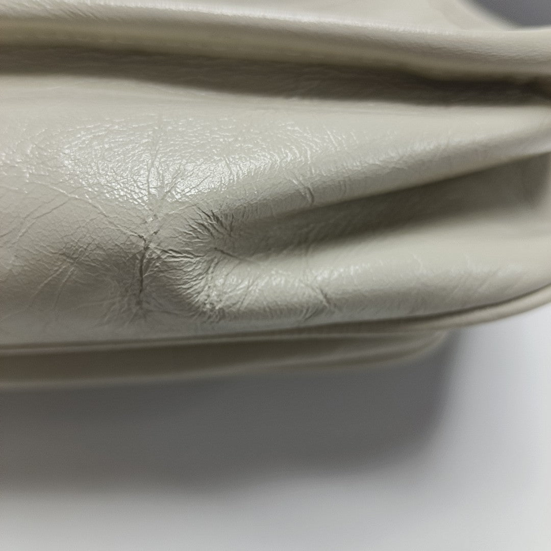 NIKI Small Chevron Calfskin White