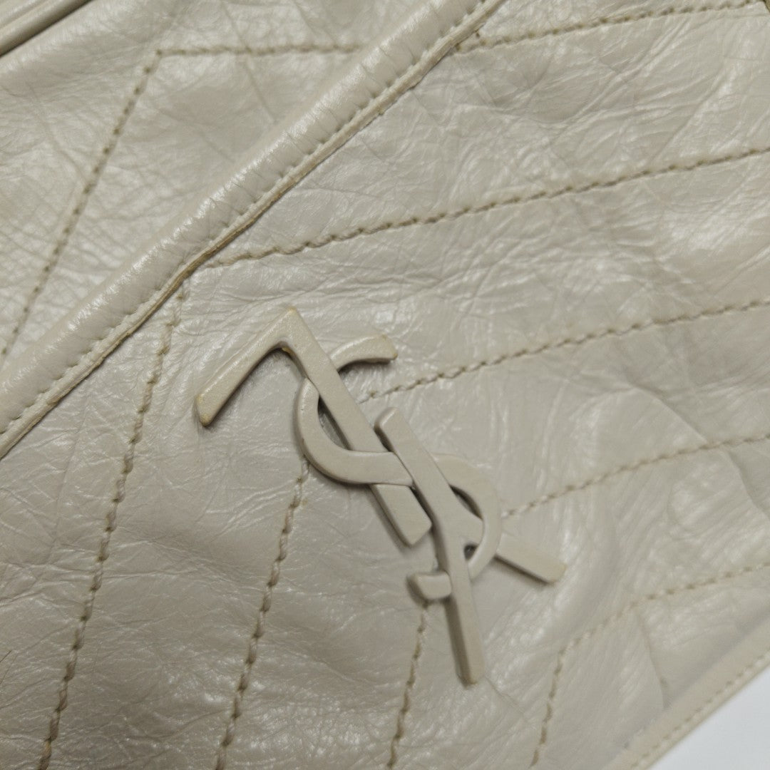 NIKI Small Chevron Calfskin White