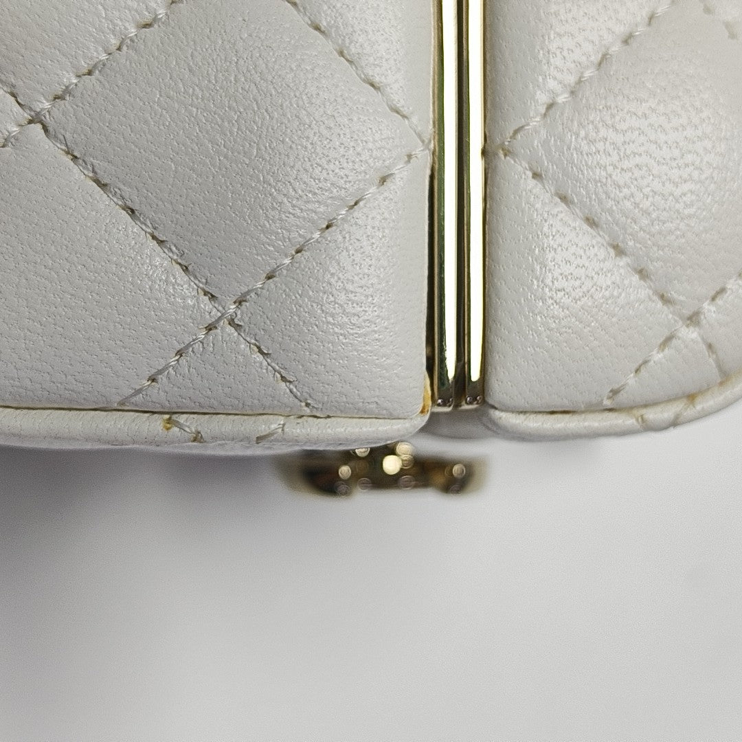 Quilted Lambskin Shoulder Bag White