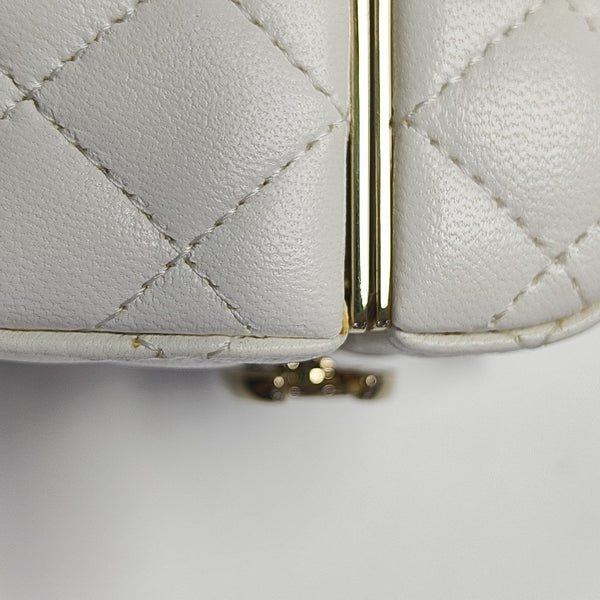 Quilted Lambskin Shoulder Bag White