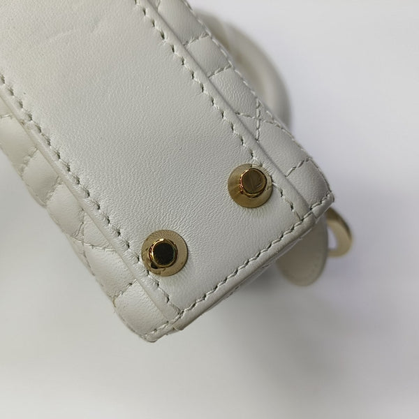 Lady Dior Super Mini Quilted Lambskin White