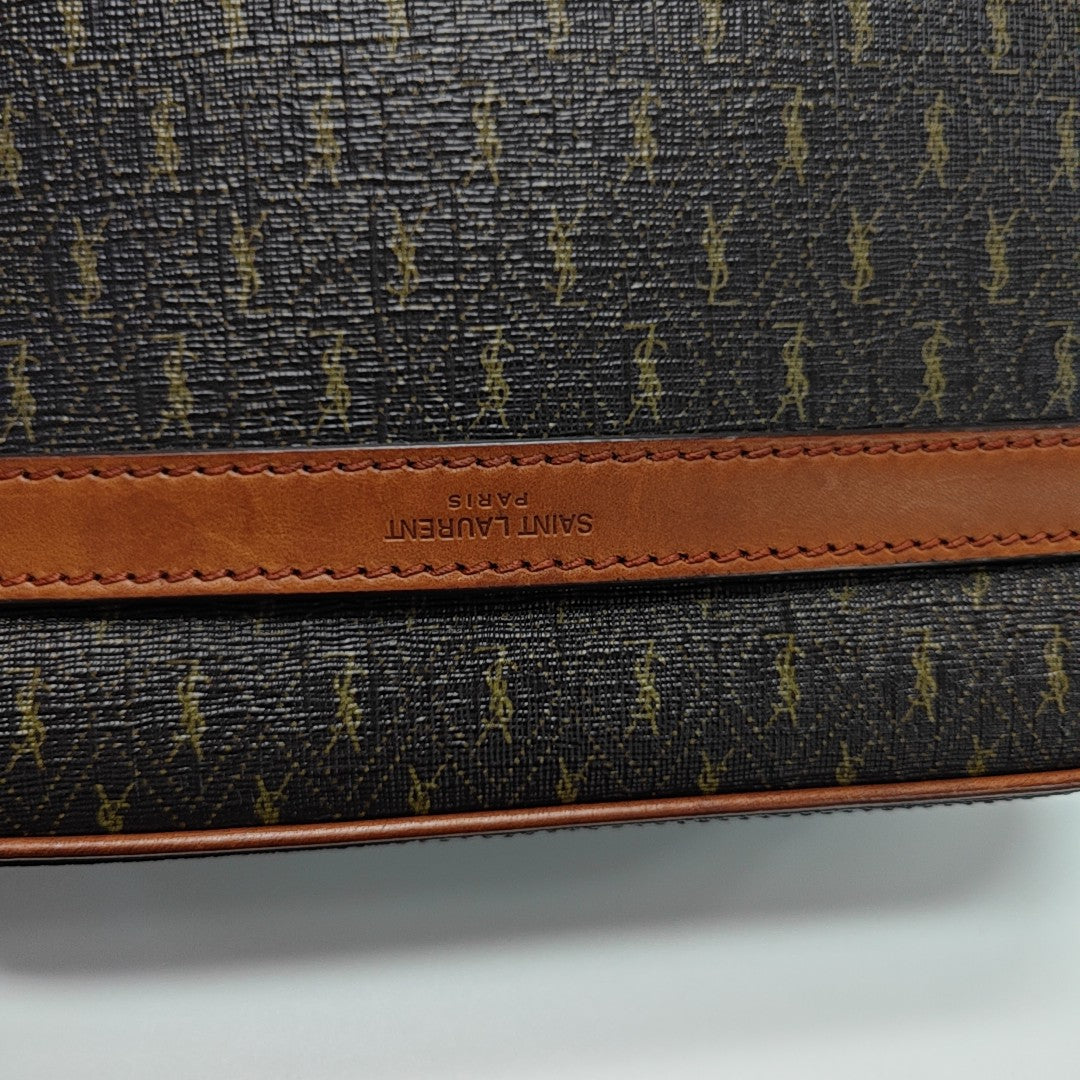 Coated Canvas Shoulder Bag Brown