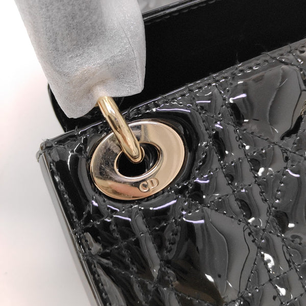 Lady Dior Mini Cannage Patent Leather Black