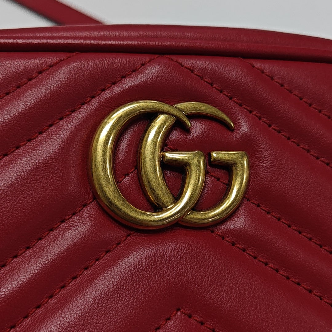 GG Marmont Super Mini Quilted Calfskin Red