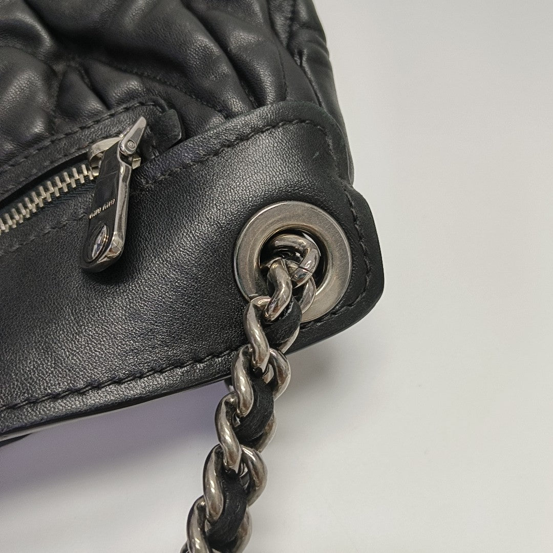 Miu Coffer Quilted Lambskin Black