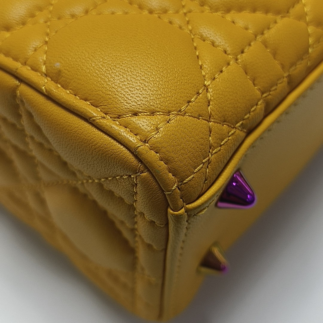 Lady Dior Small Cannage Lambskin Yellow