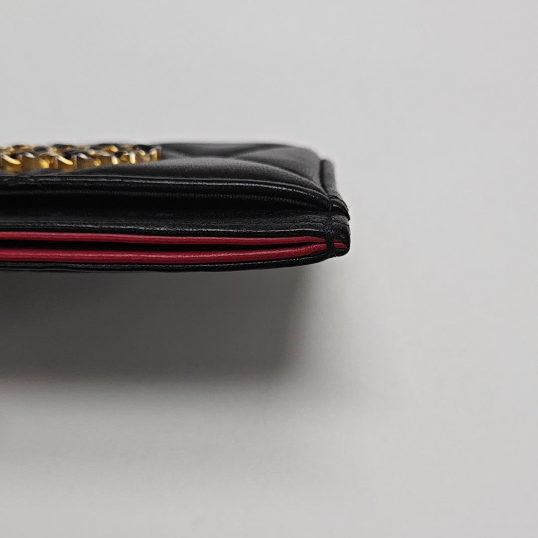 CHANEL 19 Small Quilted Lambskin Black Card Holder