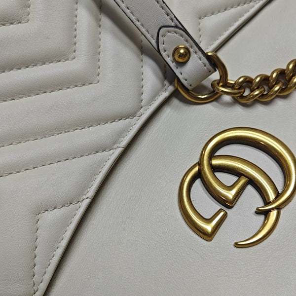 GG Marmont Medium Quilted Calfskin White