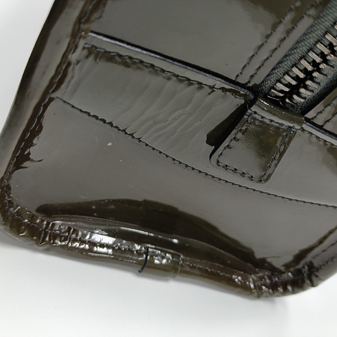 Patent Leather Top Handle Bag Green