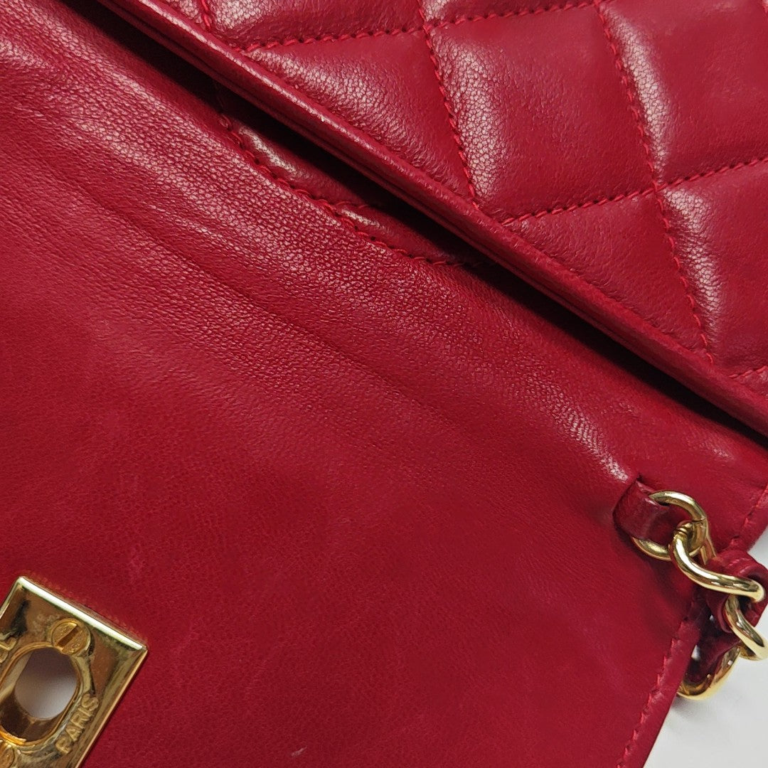 Quilted Lambskin Shoulder Bag Red
