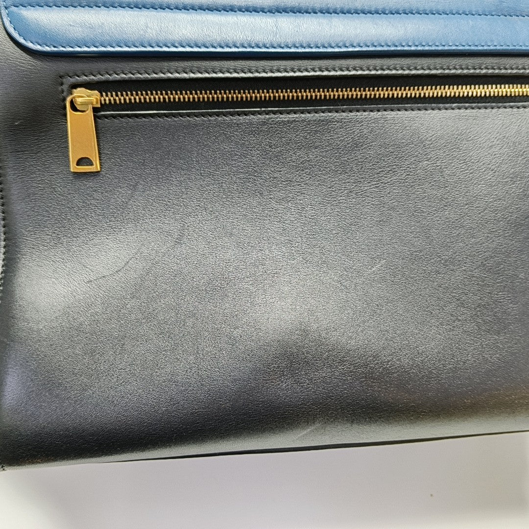 TRAPEZE Small Calfskin Blue