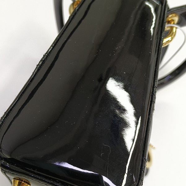 Lady Dior Mini Cannage Patent Leather Black
