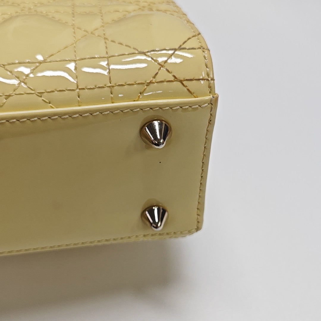 Lady Dior Small Cannage Patent Leather Yellow