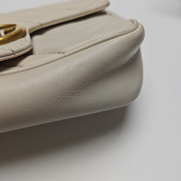 GG Marmont Mini Quilted Calfskin White