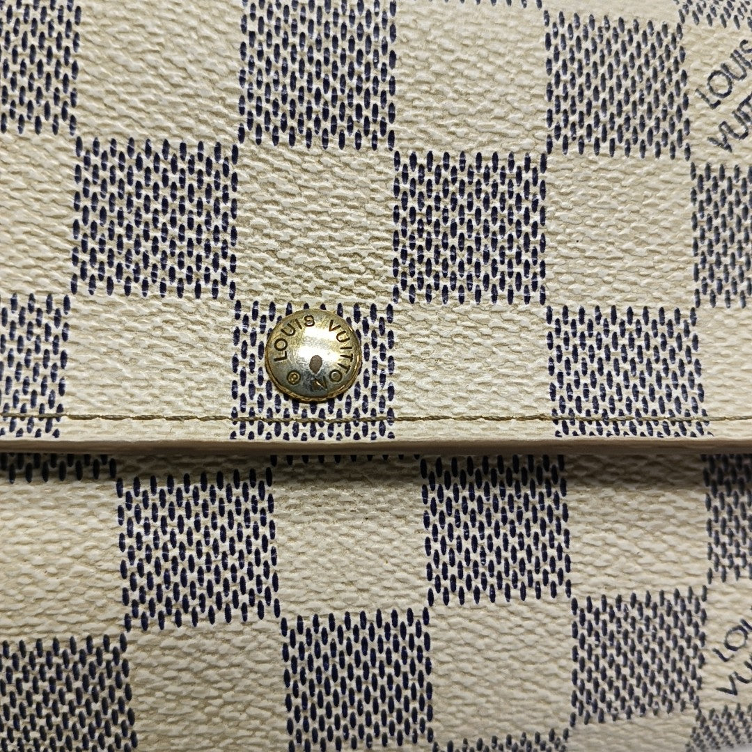 PORTE MONNAIE Damier Azur Coated Canvas White Wallet
