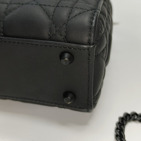 Lady Dior Mini Cannage Calfskin Black