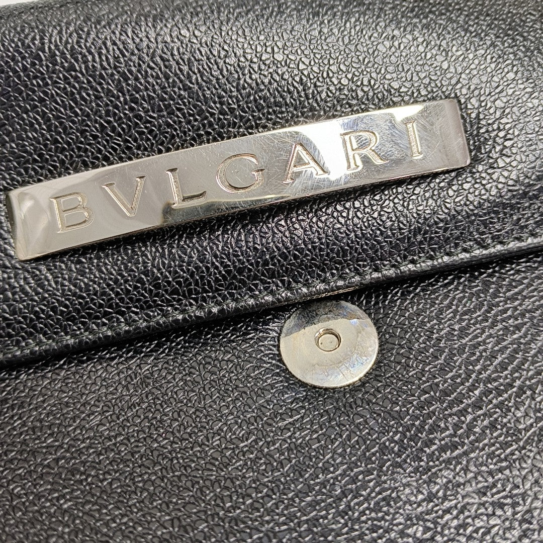 BVLGARI LOGO Calfskin Black
