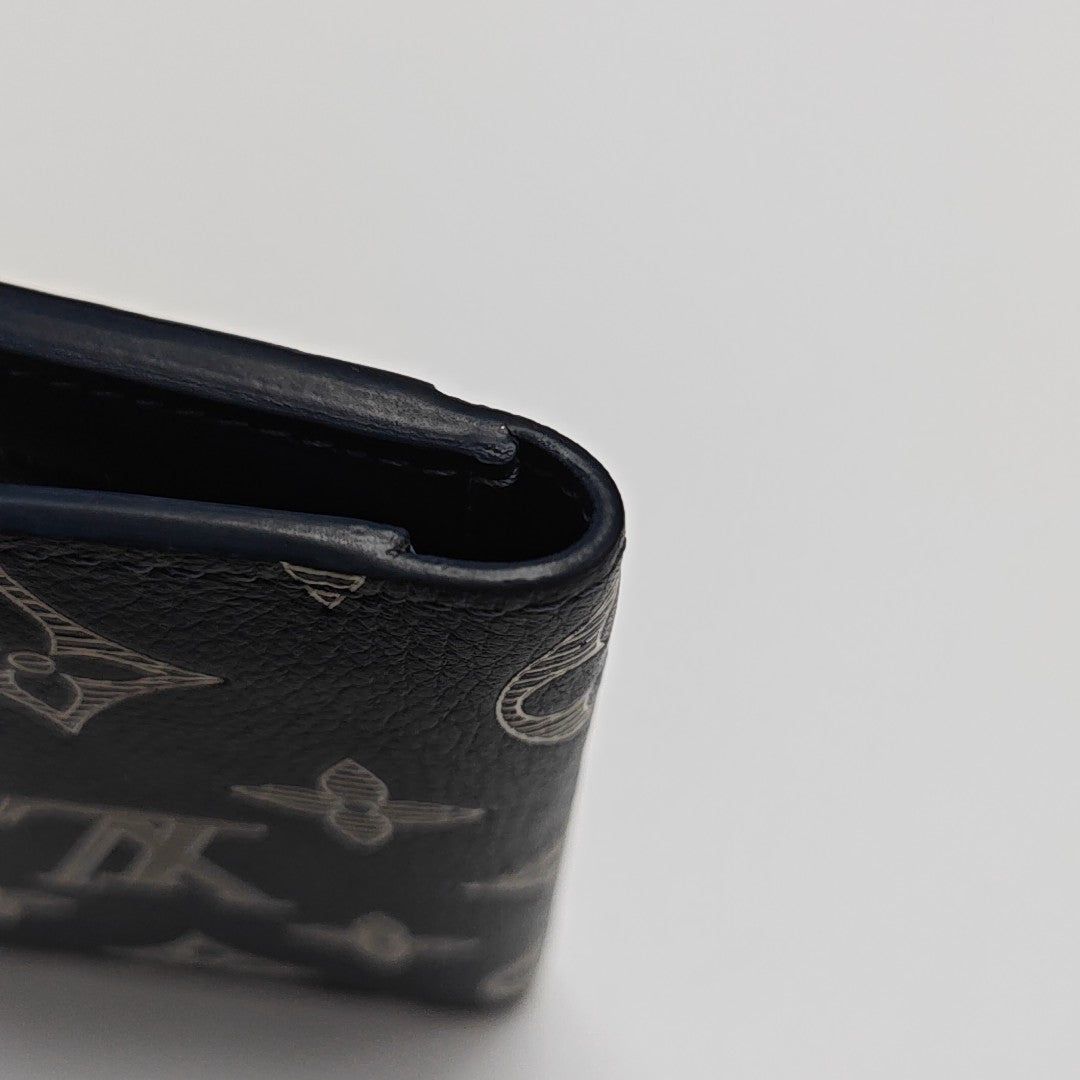 Monogram Calfskin Card Holder Blue