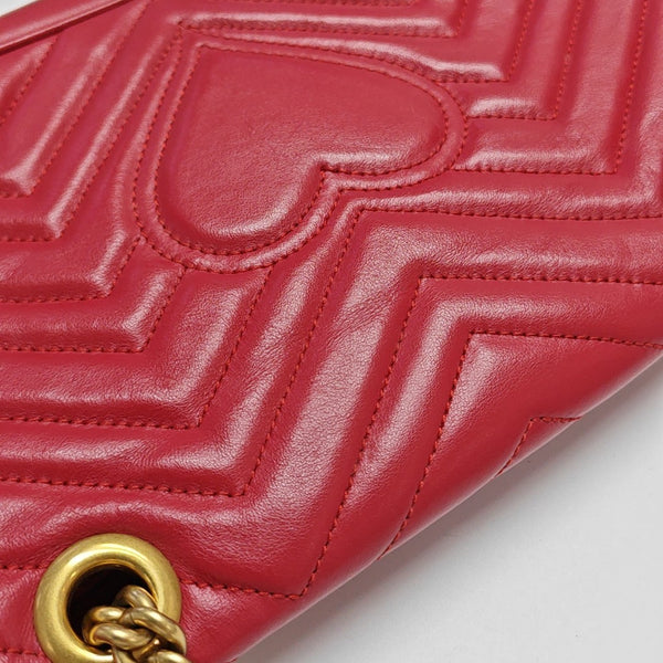 GG Marmont Medium Quilted Calfskin Red