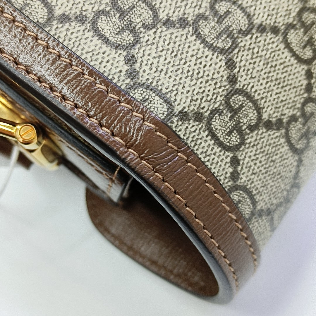 Horsebit 1955 Medium Monogram Coated Canvas Beige