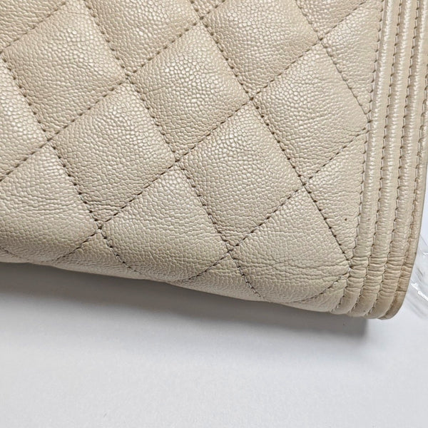 BOY CHANEL Quilted Grained Calfskin White