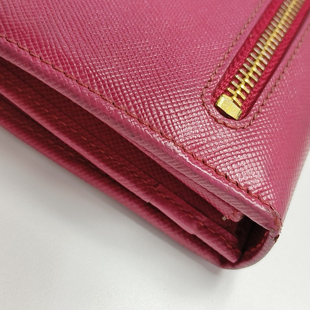 Fold Wallet Saffiano Calfskin Red Wallet