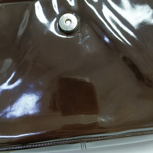 Patent Leather Top Handle Bag Brown