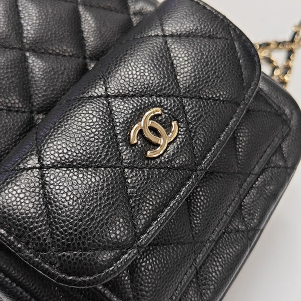 Quilted Grained Calfskin Backpack Mini Black