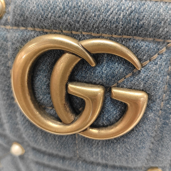 GG Marmont Small Quilted Denim Blue