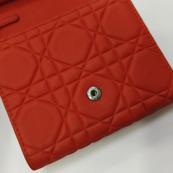 Lady Dior Cannage Calfskin Orange Wallet