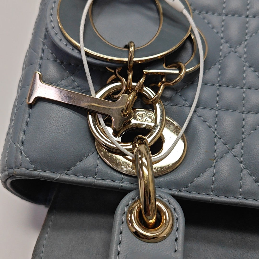 Lady Dior Small Cannage Lambskin Blue