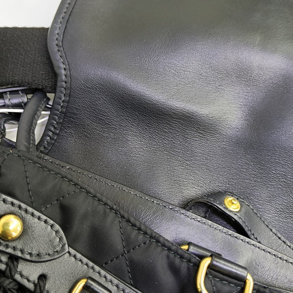 Quilted Nylon Shoulder Bag Black