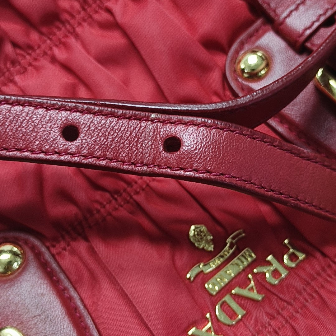 Quilted Nylon Tote Bag Red