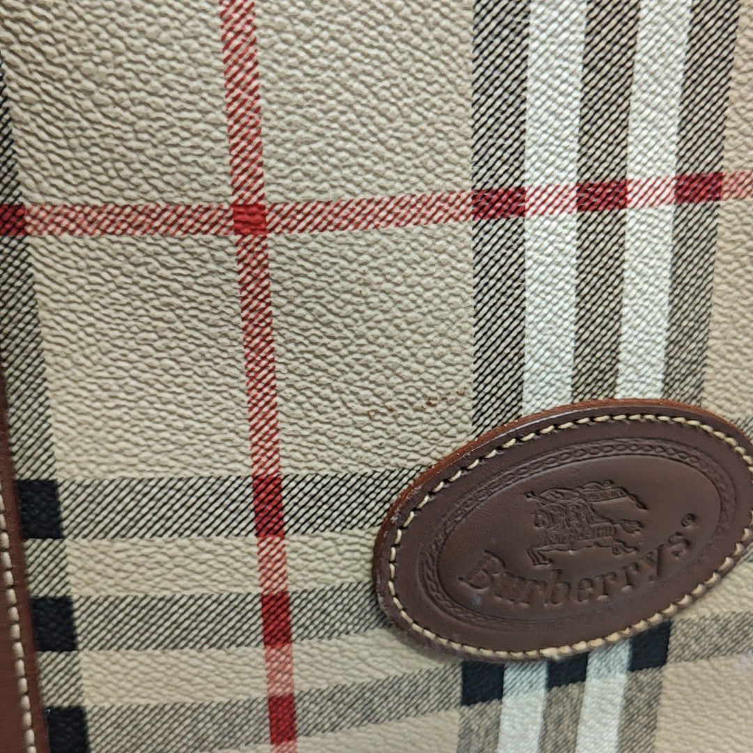 Coated Canvas Top Handle Bag Beige