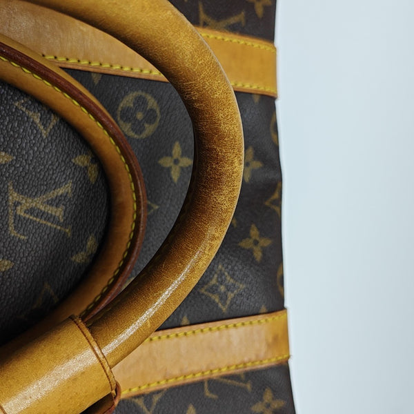 KEEPALL 55 Monogram Coated Canvas Brown