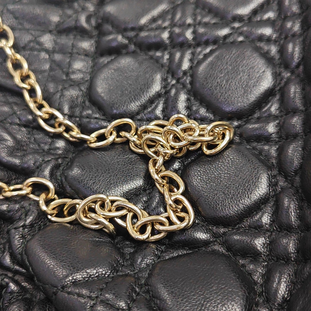 Cannage Lambskin Top Handle Bag Black