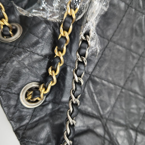 Quilted Calfskin Bucket Bag Black