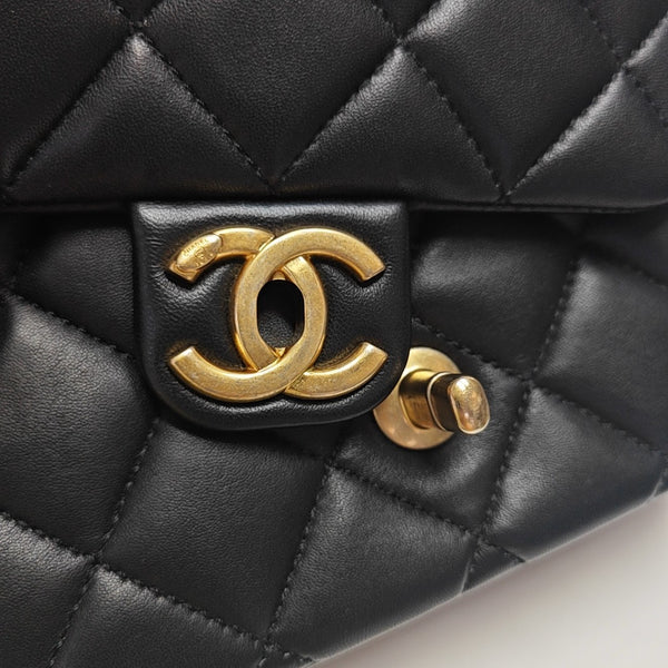 Quilted Lambskin Shoulder Bag Mini Black