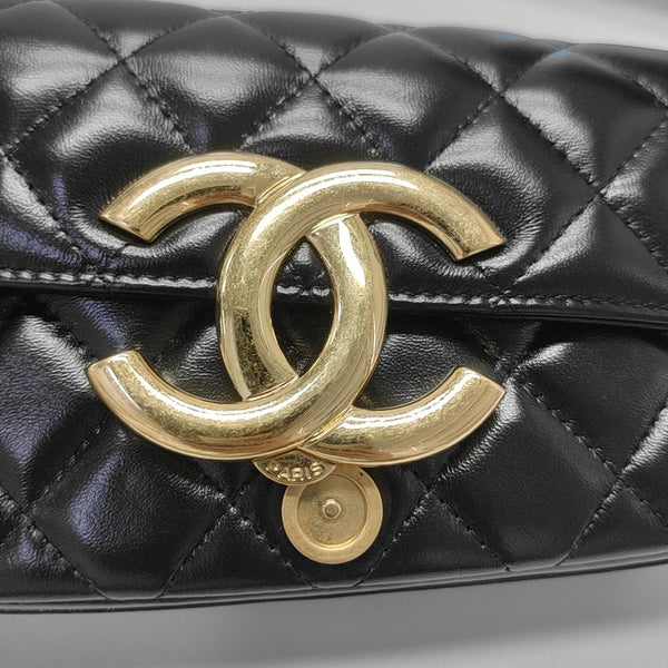 Quilted Lambskin Shoulder Bag Mini Black