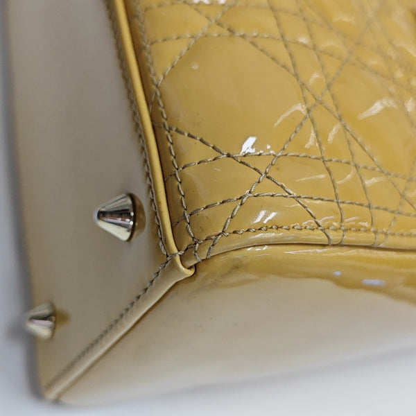 Lady Dior Medium Cannage Patent Leather Yellow