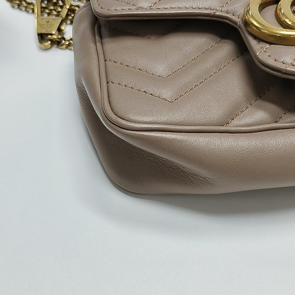 GG Marmont Mini Quilted Calfskin Beige