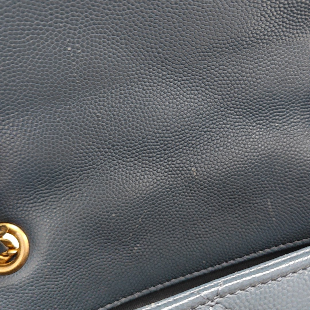 Quilted Grained Calfskin Backpack Blue