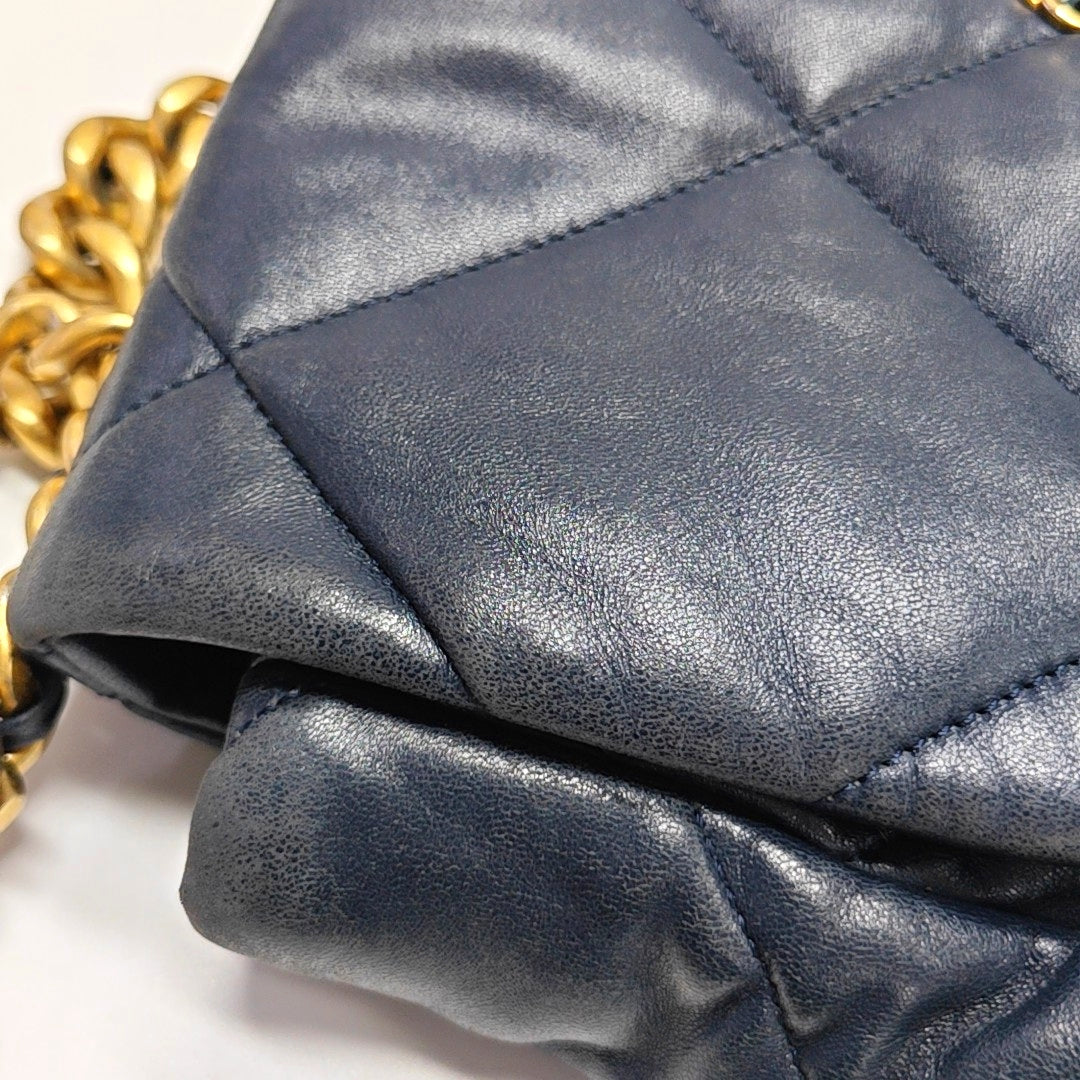 CHANEL 19 Large Quilted Lambskin Blue