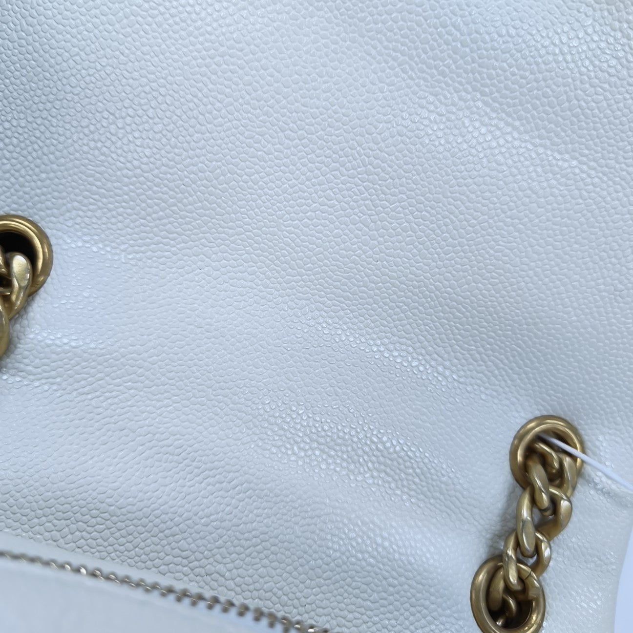 Quilted Grained Calfskin Backpack White