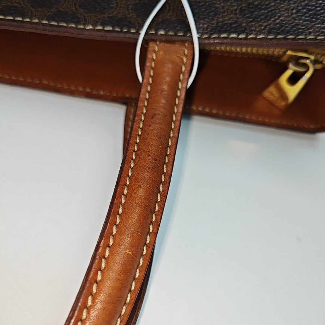 Coated Canvas Tote Bag Brown