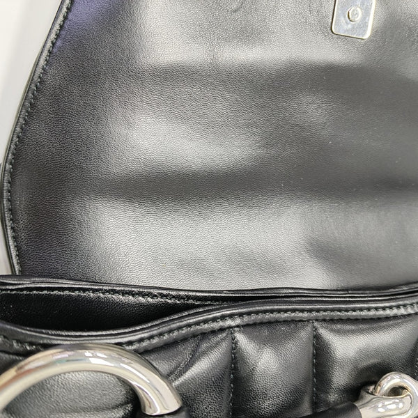 Horsebit Chain Medium Quilted Lambskin Black